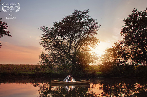 Vianca and Justin showing their love under this amazing sunset in a handmade canoe.